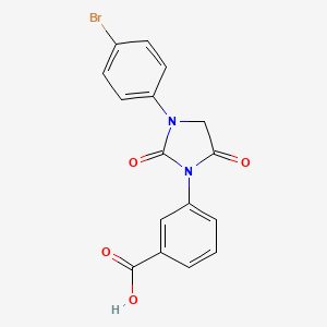 molecular formula C16H11BrN2O4 B12932009 Benzoic acid, 3-[3-(4-bromophenyl)-2,5-dioxo-1-imidazolidinyl]- CAS No. 651748-70-8