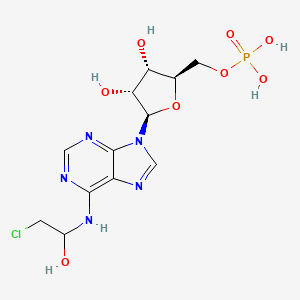 molecular formula C12H17ClN5O8P B12932115 N-(2-Chloro-1-hydroxyethyl)adenosine 5'-(dihydrogen phosphate) CAS No. 64638-63-7