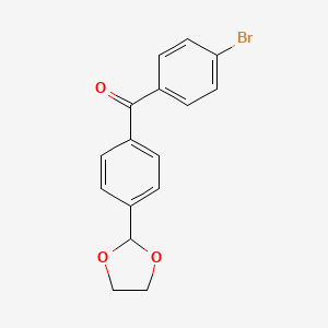 molecular formula C16H13BrO3 B1293216 4-Bromo-4'-(1,3-dioxolan-2-YL)benzophenone CAS No. 898760-08-2