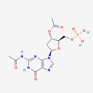 molecular formula C14H18N5O9P B12932190 N-Acetyl-3'-O-acetyl-2'-deoxyguanosine 5'-(dihydrogen phosphate) CAS No. 51146-84-0