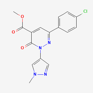 molecular formula C16H13ClN4O3 B12932204 Methyl 6-(4-chlorophenyl)-2-(1-methyl-1H-pyrazol-4-yl)-3-oxo-2,3-dihydropyridazine-4-carboxylate 