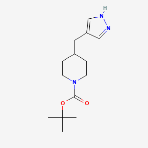 molecular formula C14H23N3O2 B12932281 tert-Butyl 4-((1H-pyrazol-4-yl)methyl)piperidine-1-carboxylate 
