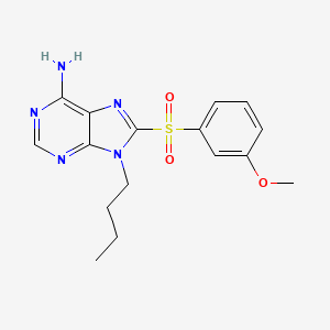 molecular formula C16H19N5O3S B12932291 9-Butyl-8-(3-methoxybenzene-1-sulfonyl)-9H-purin-6-amine CAS No. 827302-57-8