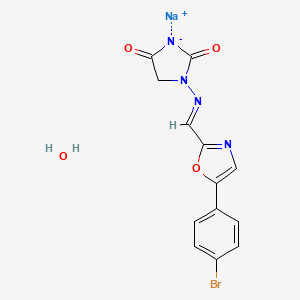 molecular formula C13H10BrN4NaO4 B12932299 sodium;1-[(E)-[5-(4-bromophenyl)-1,3-oxazol-2-yl]methylideneamino]imidazolidin-3-ide-2,4-dione;hydrate 