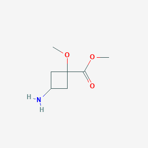 molecular formula C7H13NO3 B12932362 Methyl 3-amino-1-methoxycyclobutane-1-carboxylate 