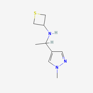 molecular formula C9H15N3S B12932384 N-(1-(1-Methyl-1H-pyrazol-4-yl)ethyl)thietan-3-amine 