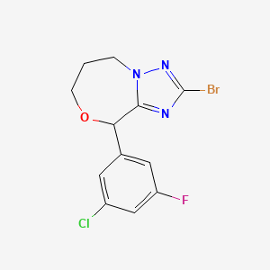 molecular formula C12H10BrClFN3O B12932471 2-Bromo-9-(3-chloro-5-fluorophenyl)-6,7-dihydro-5H,9H-[1,2,4]triazolo[5,1-c][1,4]oxazepine 
