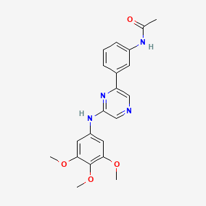 molecular formula C21H22N4O4 B12932539 Acetamide, N-[3-[6-[(3,4,5-trimethoxyphenyl)amino]pyrazinyl]phenyl]- CAS No. 856005-74-8
