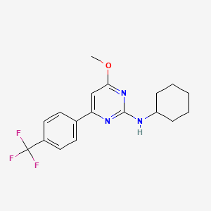 molecular formula C18H20F3N3O B12932582 N-Cyclohexyl-4-methoxy-6-(4-(trifluoromethyl)phenyl)pyrimidin-2-amine 