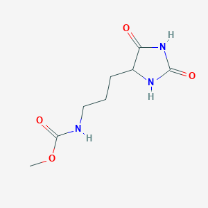 molecular formula C8H13N3O4 B12932797 Methyl (3-(2,5-dioxoimidazolidin-4-yl)propyl)carbamate CAS No. 66450-65-5