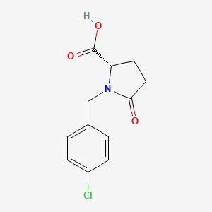 molecular formula C12H12ClNO3 B12932821 L-Proline, 1-((4-chlorophenyl)methyl)-5-oxo- CAS No. 59749-22-3