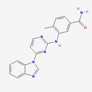 molecular formula C19H16N6O B12932874 3-{[4-(1H-Benzimidazol-1-yl)pyrimidin-2-yl]amino}-4-methylbenzamide CAS No. 918870-31-2