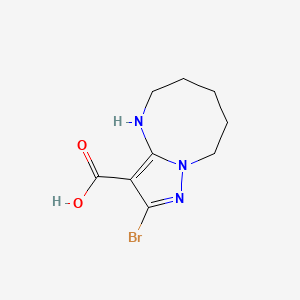 molecular formula C9H12BrN3O2 B12932876 2-Bromo-4,5,6,7,8,9-hexahydropyrazolo[1,5-a][1,3]diazocine-3-carboxylic acid 