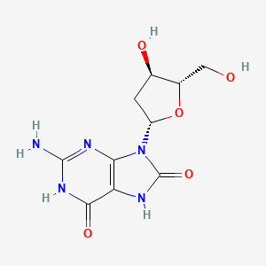 molecular formula C10H13N5O5 B12932887 2-Amino-9-((2S,4R,5S)-4-hydroxy-5-(hydroxymethyl)tetrahydrofuran-2-yl)-3H-purine-6,8(7H,9H)-dione 