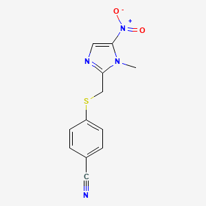 molecular formula C12H10N4O2S B12932937 4-(1-Methyl-5-nitro-1H-imidazol-2-ylmethylsulfanyl)-benzonitrile CAS No. 61717-41-7