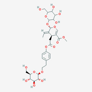 molecular formula C31H42O17 B12932945 (2S,4S,E)-Methyl 3-ethylidene-4-(2-oxo-2-(4-(2-(((2R,3R,4S,5S,6R)-3,4,5-trihydroxy-6-(hydroxymethyl)tetrahydro-2H-pyran-2-yl)oxy)ethyl)phenoxy)ethyl)-2-((3,4,5-trihydroxy-6-(hydroxymethyl)tetrahydro-2H-pyran-2-yl)oxy)-3,4-dihydro-2H-pyran-5-carboxylate 