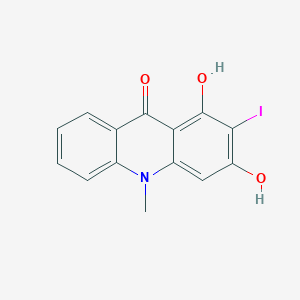 molecular formula C14H10INO3 B12933014 1,3-Dihydroxy-2-iodo-10-methylacridin-9(10H)-one CAS No. 88901-73-9