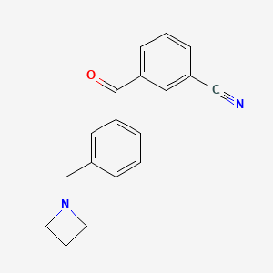 molecular formula C18H16N2O B1293307 3-Azetidinomethyl-3'-cyanobenzophenone CAS No. 898771-39-6