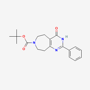 molecular formula C19H23N3O3 B12933139 tert-Butyl 4-oxo-2-phenyl-3,4,5,6,8,9-hexahydro-7H-pyrimido[4,5-d]azepine-7-carboxylate 