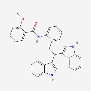 molecular formula C32H27N3O2 B12933216 N-(2-(2,2-Di(1H-indol-3-yl)ethyl)phenyl)-2-methoxybenzamide CAS No. 88048-46-8