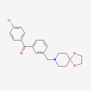 molecular formula C21H22BrNO3 B1293331 4'-bromo-3-[8-(1,4-dioxa-8-azaspiro[4.5]decyl)methyl]benzophenone CAS No. 898761-71-2
