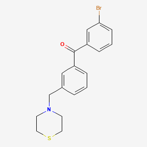 molecular formula C18H18BrNOS B1293332 3-bromo-3'-thiomorpholinomethyl benzophenone CAS No. 898763-00-3