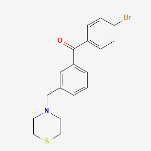 molecular formula C18H18BrNOS B1293333 4'-Bromo-3-thiomorpholinomethyl benzophenone CAS No. 898763-01-4