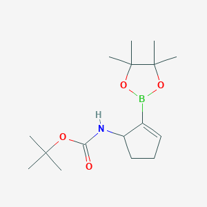 molecular formula C16H28BNO4 B12933394 tert-Butyl (2-(4,4,5,5-tetramethyl-1,3,2-dioxaborolan-2-yl)cyclopent-2-en-1-yl)carbamate 