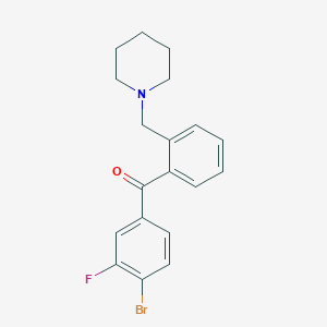B1293342 4'-Bromo-3'-fluoro-2-piperidinomethyl benzophenone CAS No. 898773-39-2
