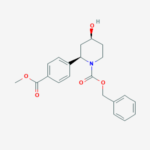 molecular formula C21H23NO5 B12933425 Benzyl (2R,4S)-4-hydroxy-2-(4-(methoxycarbonyl)phenyl)piperidine-1-carboxylate 