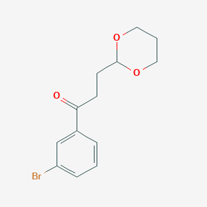 molecular formula C13H15BrO3 B1293353 3'-Bromo-3-(1,3-dioxan-2-YL)propiophenone CAS No. 898785-68-7