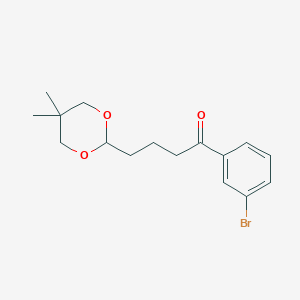 molecular formula C16H21BrO3 B1293355 3'-Bromo-4-(5,5-dimethyl-1,3-dioxan-2-YL)butyrophenone CAS No. 898785-72-3
