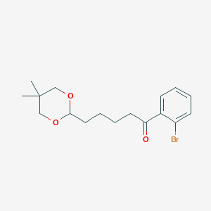 molecular formula C17H23BrO3 B1293357 2'-Bromo-5-(5,5-dimethyl-1,3-dioxan-2-yl)valerophenone CAS No. 898785-76-7