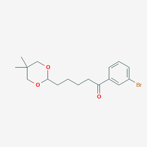 molecular formula C17H23BrO3 B1293358 3'-Bromo-5-(5,5-dimethyl-1,3-dioxan-2-YL)valerophenone CAS No. 898785-78-9