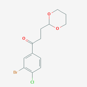 molecular formula C13H14BrClO3 B1293360 3'-Bromo-4'-chloro-3-(1,3-dioxan-2-YL)propiophenone CAS No. 898757-20-5