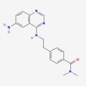 molecular formula C19H21N5O B12933604 Benzamide, 4-[2-[(6-amino-4-quinazolinyl)amino]ethyl]-N,N-dimethyl- CAS No. 647376-38-3