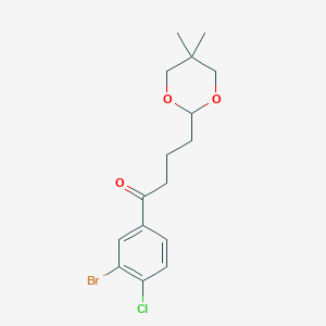 molecular formula C16H20BrClO3 B1293361 3'-Bromo-4'-chloro-4-(5,5-dimethyl-1,3-dioxan-2-YL)butyrophenone CAS No. 898757-23-8