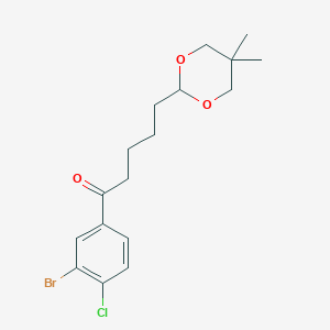 molecular formula C17H22BrClO3 B1293362 3'-Bromo-4'-chloro-5-(5,5-dimethyl-1,3-dioxan-2-YL)valerophenone CAS No. 898757-26-1