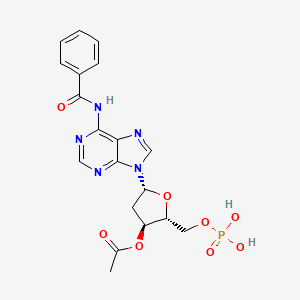 molecular formula C19H20N5O8P B12933659 3'-O-Acetyl-N-benzoyl-2'-deoxyadenosine 5'-(dihydrogen phosphate) CAS No. 23701-97-5