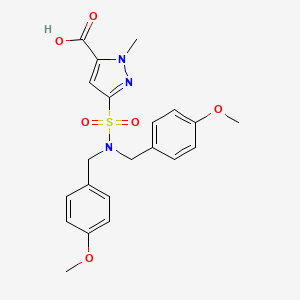 molecular formula C21H23N3O6S B12933856 3-(N,N-Bis(4-methoxybenzyl)sulfamoyl)-1-methyl-1H-pyrazole-5-carboxylic acid 