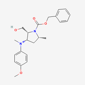 molecular formula C22H28N2O4 B12933970 Benzyl (2R,3S,5R)-2-(hydroxymethyl)-3-((4-methoxyphenyl)(methyl)amino)-5-methylpyrrolidine-1-carboxylate 