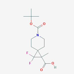 molecular formula C14H21F2NO4 B12934082 6-(tert-Butoxycarbonyl)-2,2-difluoro-1-methyl-6-azaspiro[2.5]octane-1-carboxylic acid 
