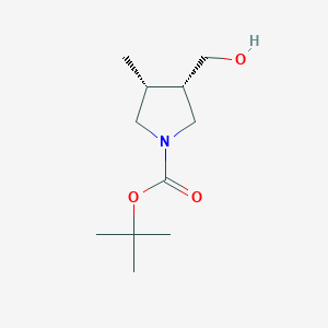 molecular formula C11H21NO3 B12934097 Tert-butyl cis-3-(hydroxymethyl)-4-methyl-pyrrolidine-1-carboxylate 
