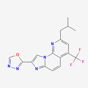 molecular formula C17H14F3N5O B12934184 2-(2-Isobutyl-4-(trifluoromethyl)imidazo[1,2-a][1,8]naphthyridin-8-yl)-1,3,4-oxadiazole 