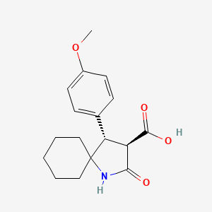 molecular formula C17H21NO4 B12934274 Rel-(3R,4S)-4-(4-methoxyphenyl)-2-oxo-1-azaspiro[4.5]decane-3-carboxylic acid 