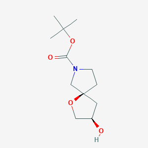 molecular formula C12H21NO4 B12934299 tert-Butyl (3R,5S)-3-hydroxy-1-oxa-7-azaspiro[4.4]nonane-7-carboxylate 