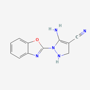 molecular formula C11H9N5O B1293437 5-amino-1-(1,3-benzoxazol-2-yl)-2,3-dihydro-1H-pyrazole-4-carbonitrile CAS No. 1033463-25-0