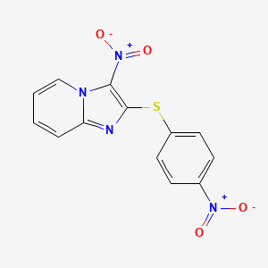 molecular formula C13H8N4O4S B12934411 3-Nitro-2-[(4-nitrophenyl)sulfanyl]imidazo[1,2-a]pyridine CAS No. 62195-04-4