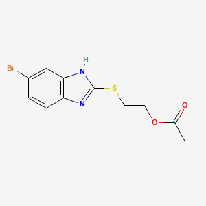 molecular formula C11H11BrN2O2S B12934537 2-((6-Bromo-1H-benzo[d]imidazol-2-yl)thio)ethyl acetate 