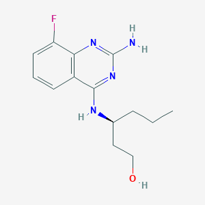 molecular formula C14H19FN4O B12934572 (S)-3-((2-Amino-8-fluoroquinazolin-4-yl)amino)hexan-1-ol 